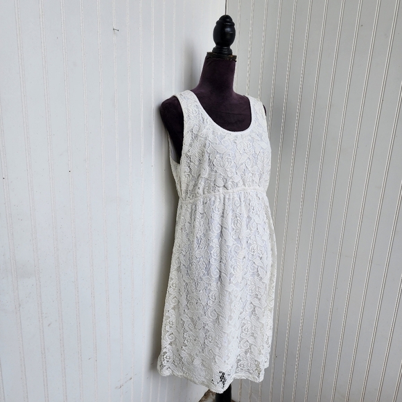 H&M MAMA Lace Stretch Sheath Dress Ivory White Sleeveless Maternity Sz XL - Picture 2 of 13